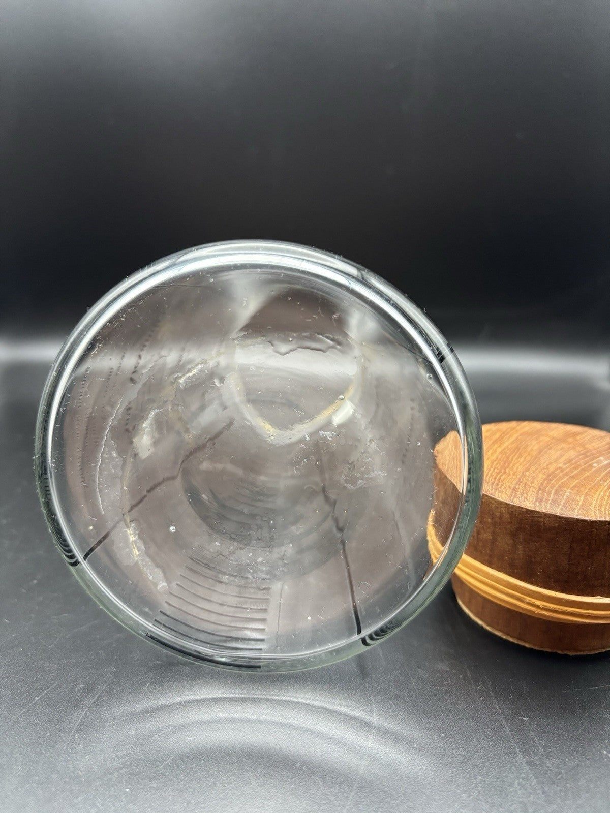 Vintage Cocktail Recipe Glass Mixer Carafe Teak Stopper Thailand 21cm