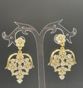 Vintage Barcs Clip On Earrings Gold Tone Chandelier Floral Rhinestone Sparkle