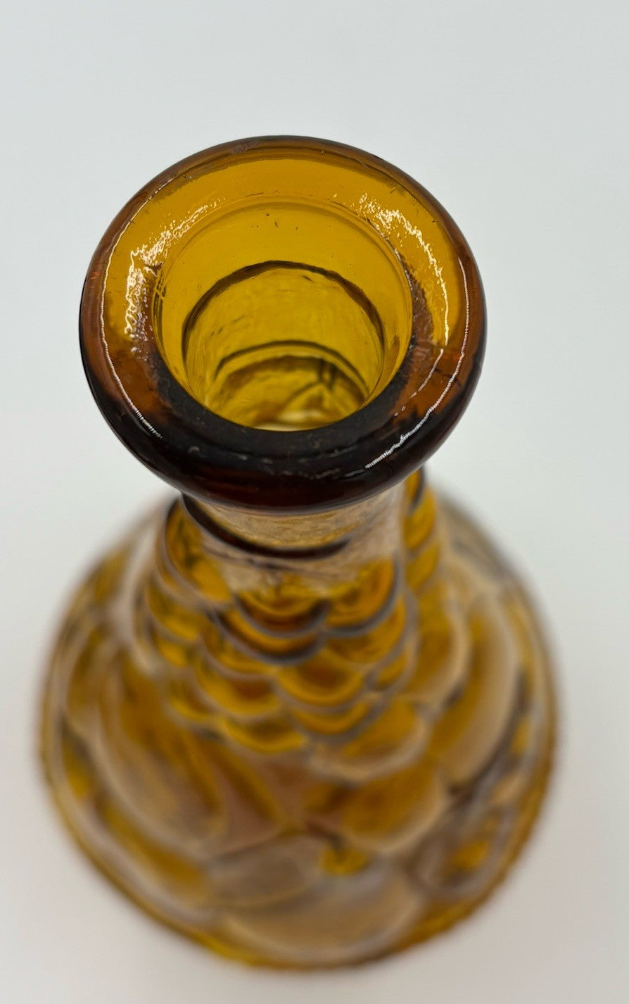 Vintage Empoli Amber Glass Decanter Tall Genie Stopper Large Statement Piece