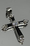 Luxury Vintage 18KGP Cross Pendant Black Baguette Crystals CZ Stones