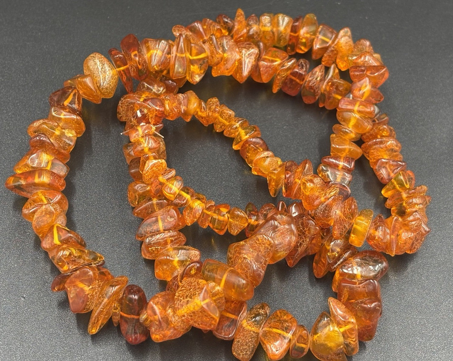 Vintage Natural Baltic Amber Necklace Cognac Nugget Beads 46g 66cm