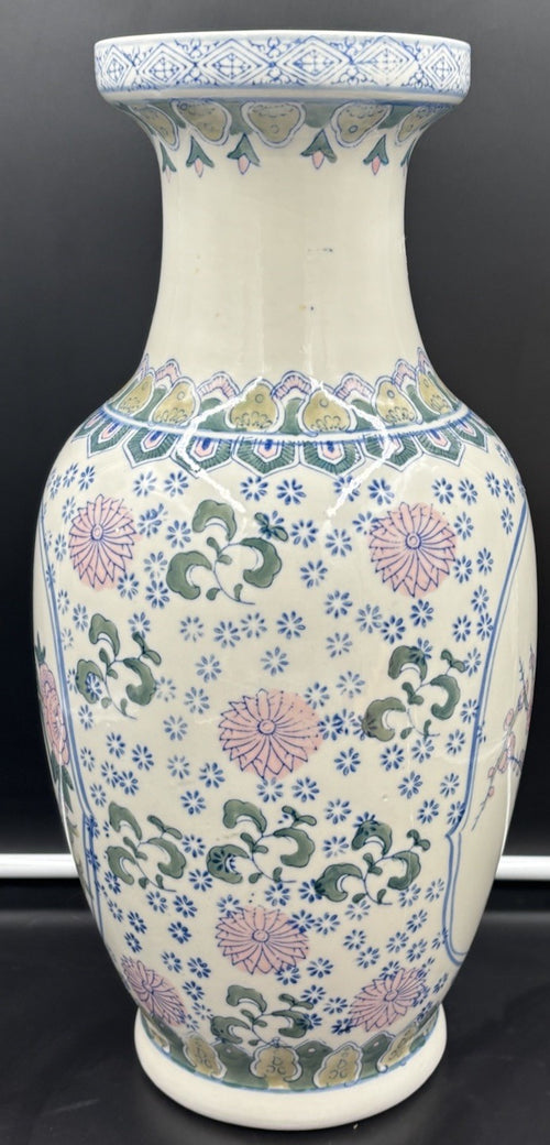 Chinese Jingdezhen Porcelain Vase Hand Painted Birds Peony Floral 42cm Large