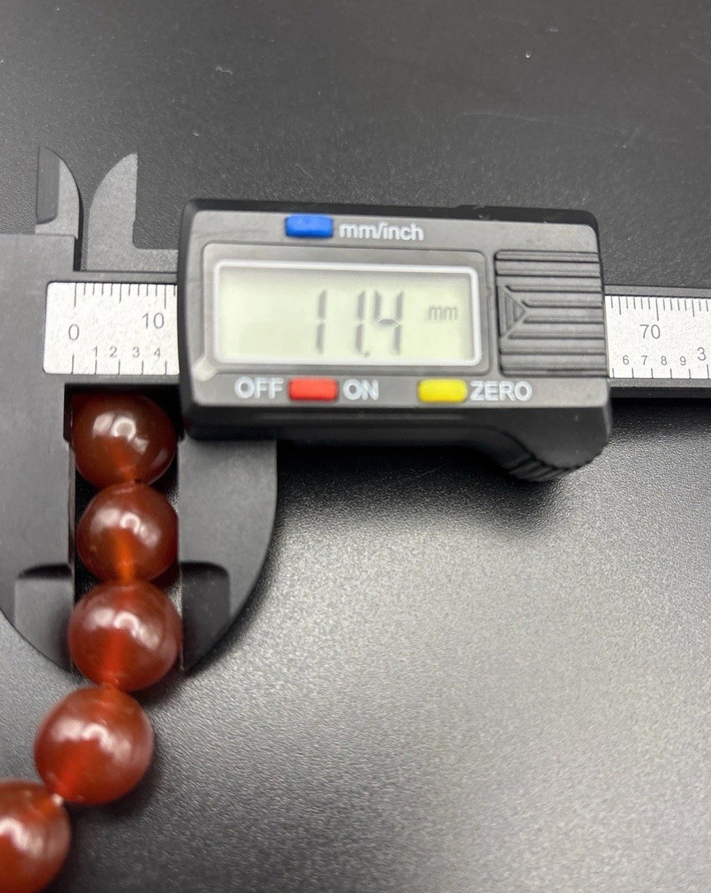 Natural Carnelian 11-12.2mm Bead Bracelet Orange Red Gemstone Elastic Vintage