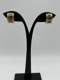 Vintage Monet Magnetic Earrings Gold Tone Inlay Geometric Clip On Signed