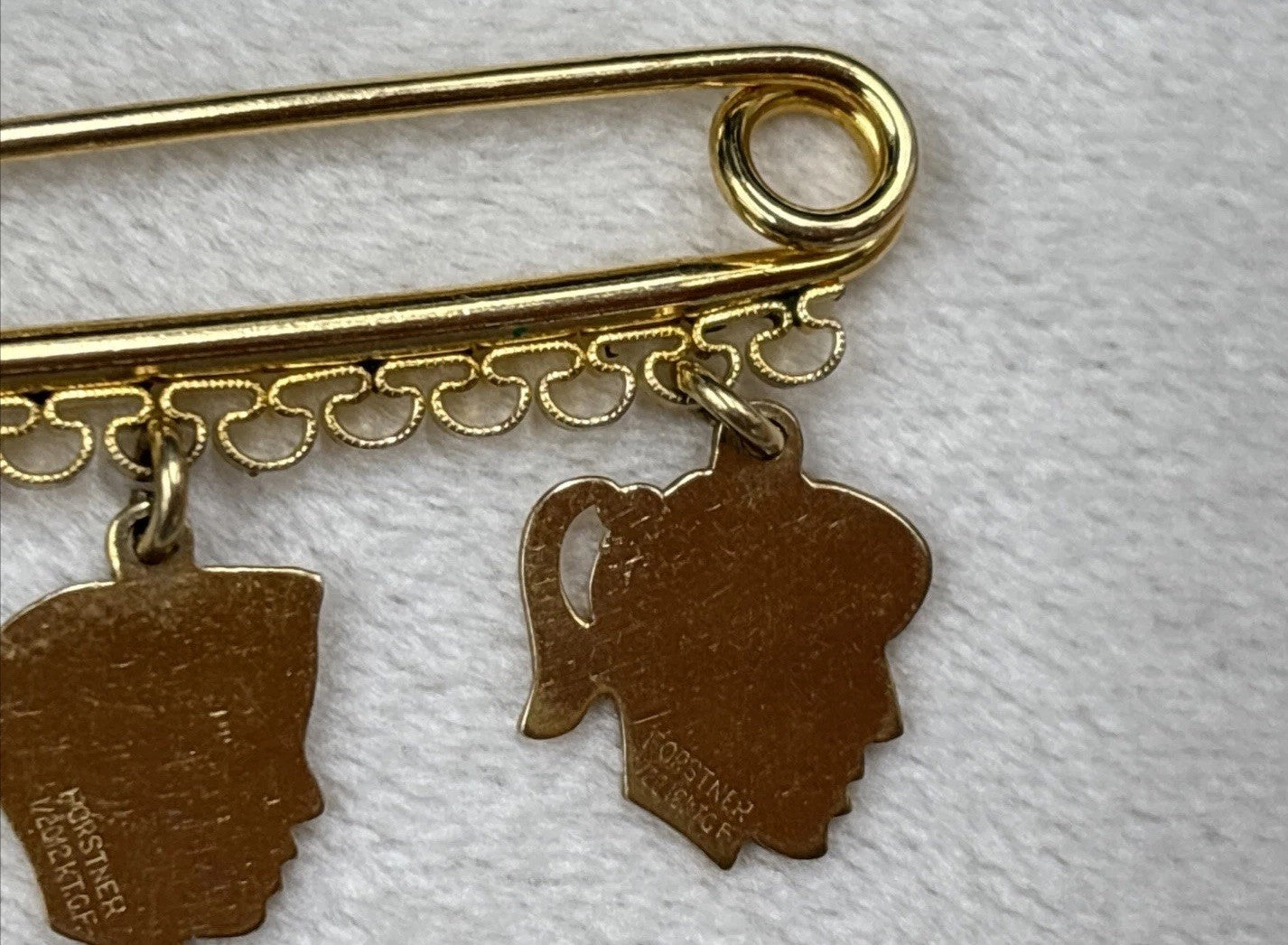 vintage 20/ 12K GF pin Forstner pendant charms silhouette birth heads