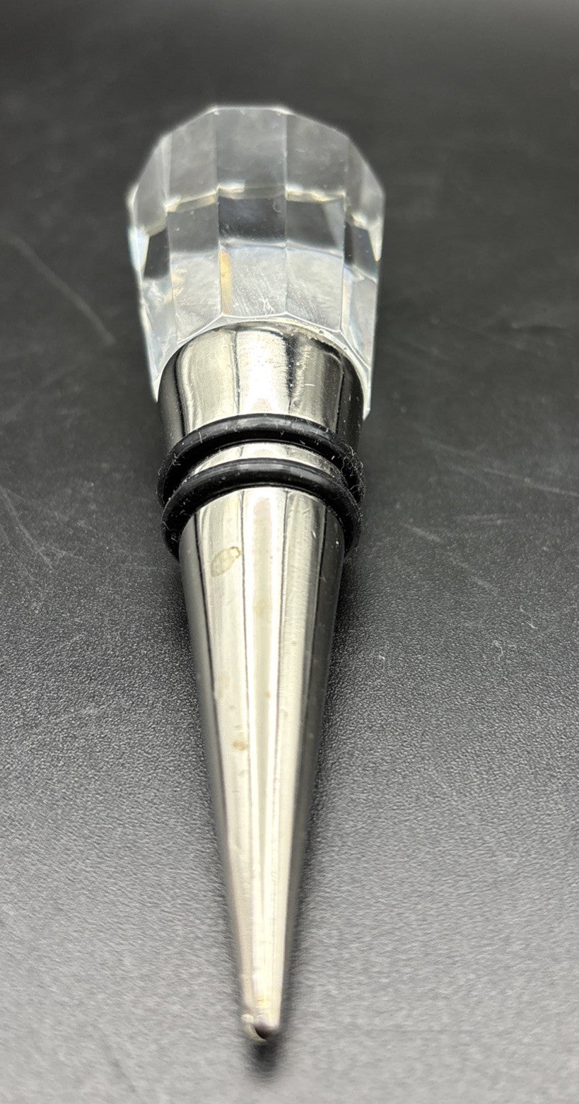 Faceted Cut Glass Style Wine Bottle Stopper Stainless Steel Airtight Barware