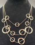 Jacqui E Silver Rose Gold Toned 3 Lays Necklace