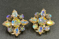 Albert Weiss AB Cluster Earrings Vintage Mid Century Rhinestone Designer Jewelry