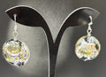 Vintage Murano Style Glass Earrings – Foil Art Glass Dangle Disc Beads”