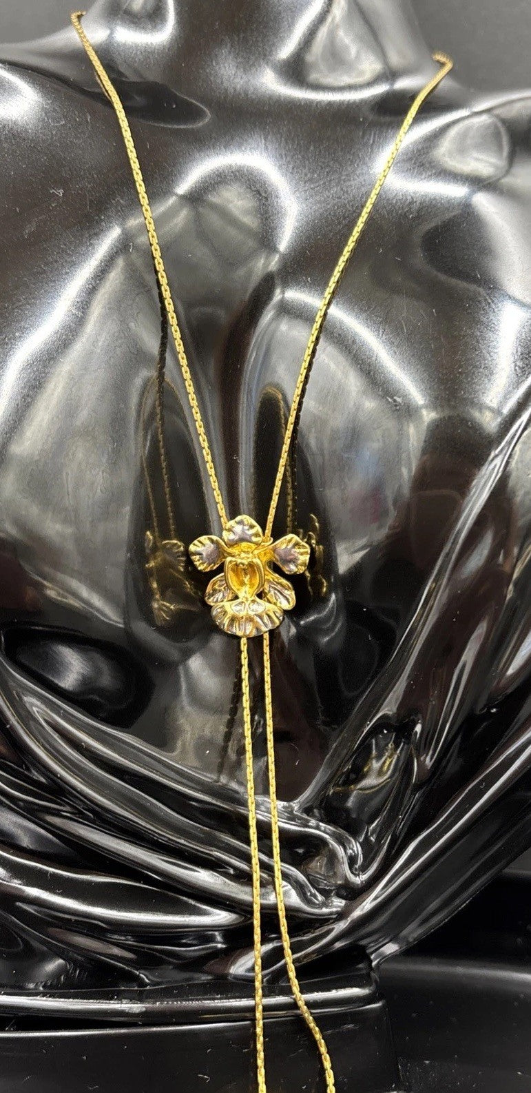 Vintage Risis Orchid Necklace Patent Number 1094493 24K Gold Dipped