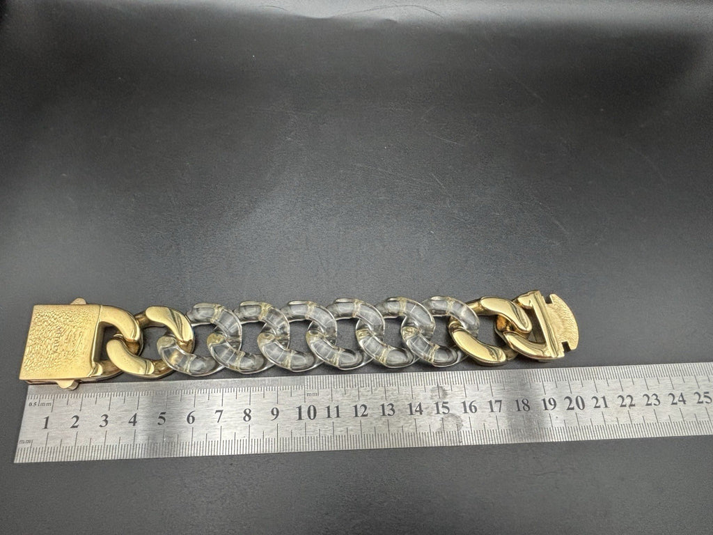 Vitaly Clear Link Chain Bracelet Gold Tone Stainless Steel Boxed 20cm