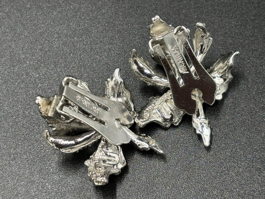 Vtg 1950's Elizabeth Reimer Arcansas Orchid Flower Brooch & Earring Clip On Set
