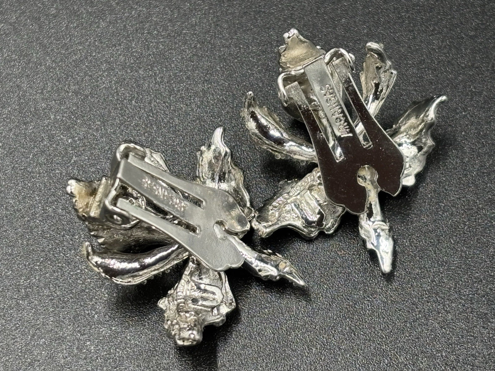 Vtg 1950's Elizabeth Reimer Arcansas Orchid Flower Brooch & Earring Clip On Set