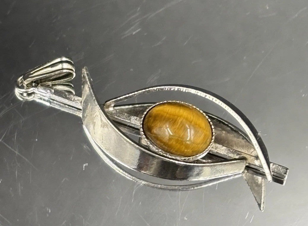 Golden Tiger Eye Silver Tone Pendant