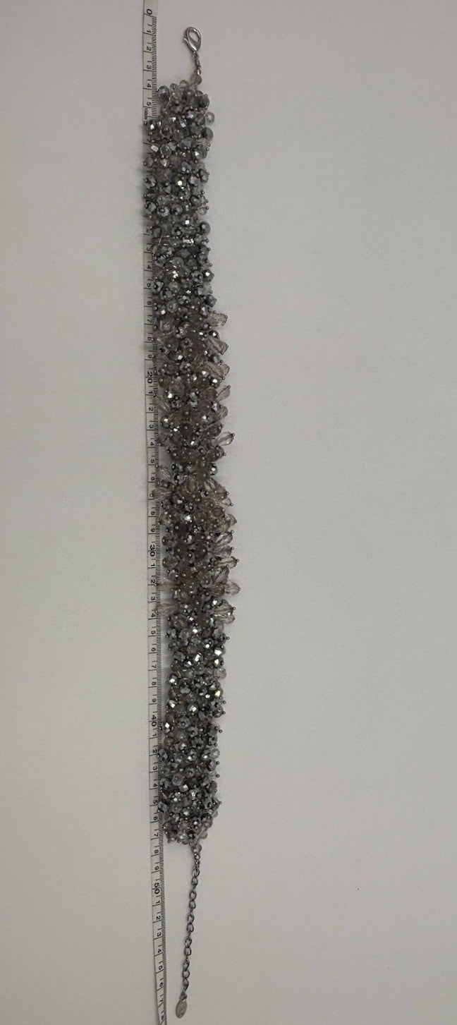 Aldo Silver Tone Statement Cluster Necklace Sparkly Glass Beads