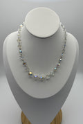 Vintage Aurora Borealis Crystal Necklace 1950s Faceted Glass Beads