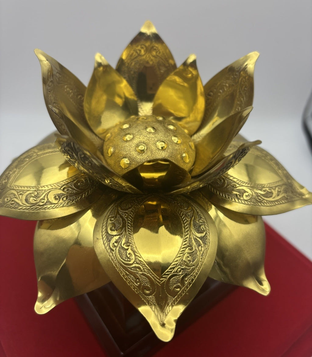 Gold Lotus Flower Buddhist Temple Altar Ornament Hindu Sri Lanka Decor