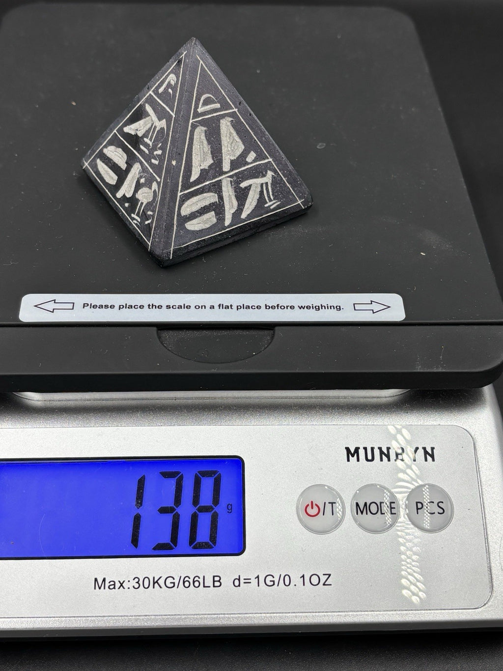 Egyptian Basalt Pyramid Hieroglyph Carved Stone Souvenir Handmade Egypt