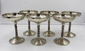 Vintage Valero Spain Silver Plated Coupe Glass Set 6 Twisted Stem Dessert