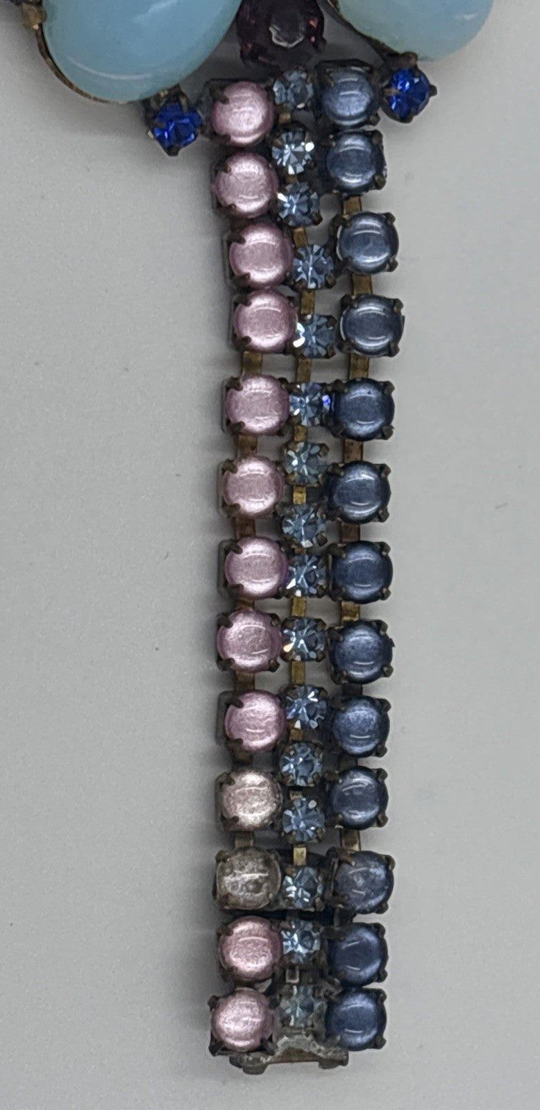 Husár D Vintage Opal Glass Rhinestone Bracelet Floral Czech Designer Jewelry