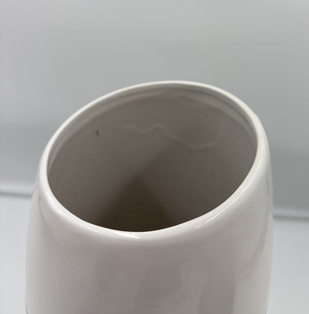 Large Round Ceramic Vase Brown White Speckled Modern Home Decor