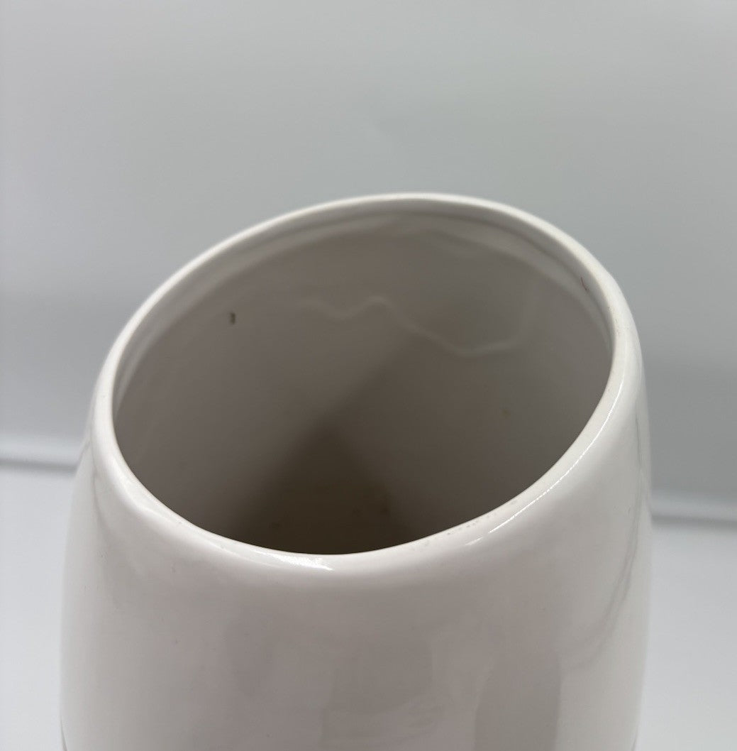 Large Round Ceramic Vase Brown White Speckled Modern Home Decor