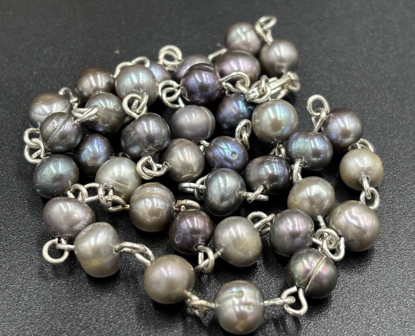 Genuine Freshwater Pearl Necklace Multi Grey Hand Linked 43cm Cultured Pearls