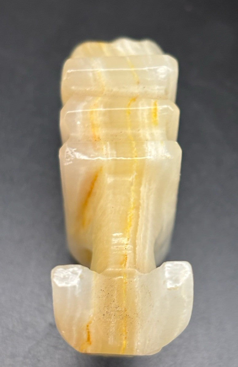 Vintage Hand Carved Onyx Donkey Figurine Banded Calcite Stone Animal