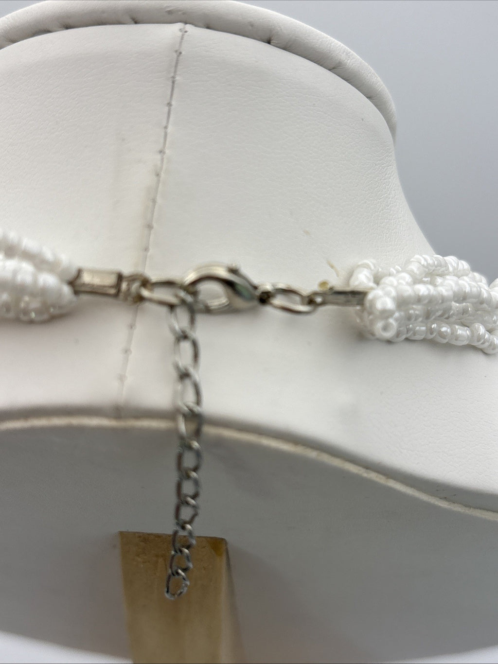 Vintage Mother of Pearl Shell Pendant Necklace Multi Strand White Seed Beads