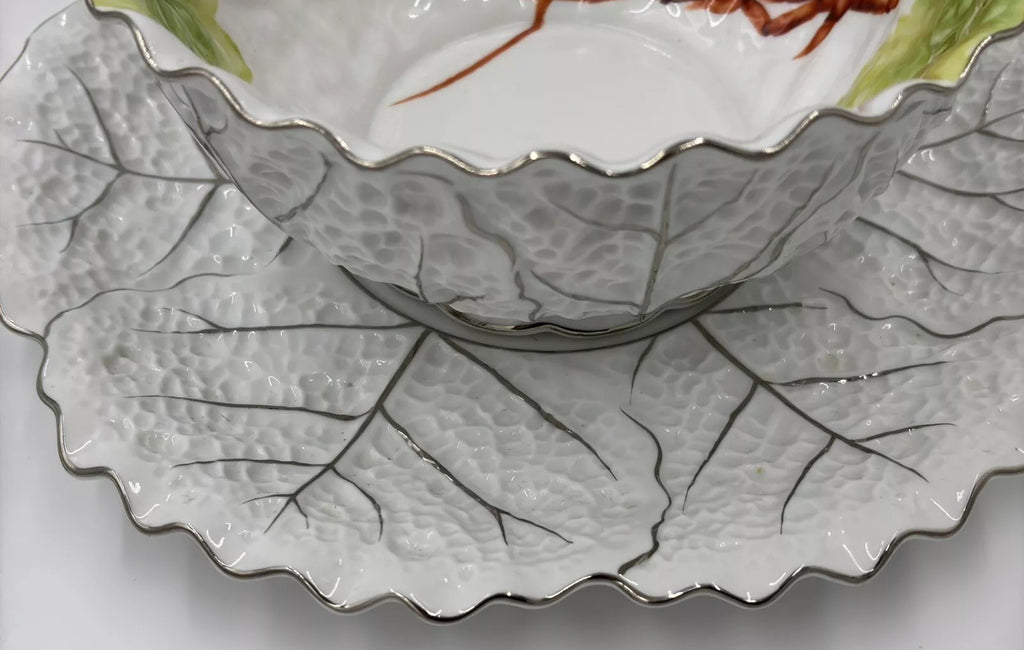 Rare Noritake Lobster Salad Bowl Set Vintage Japan Porcelain Serving Dish