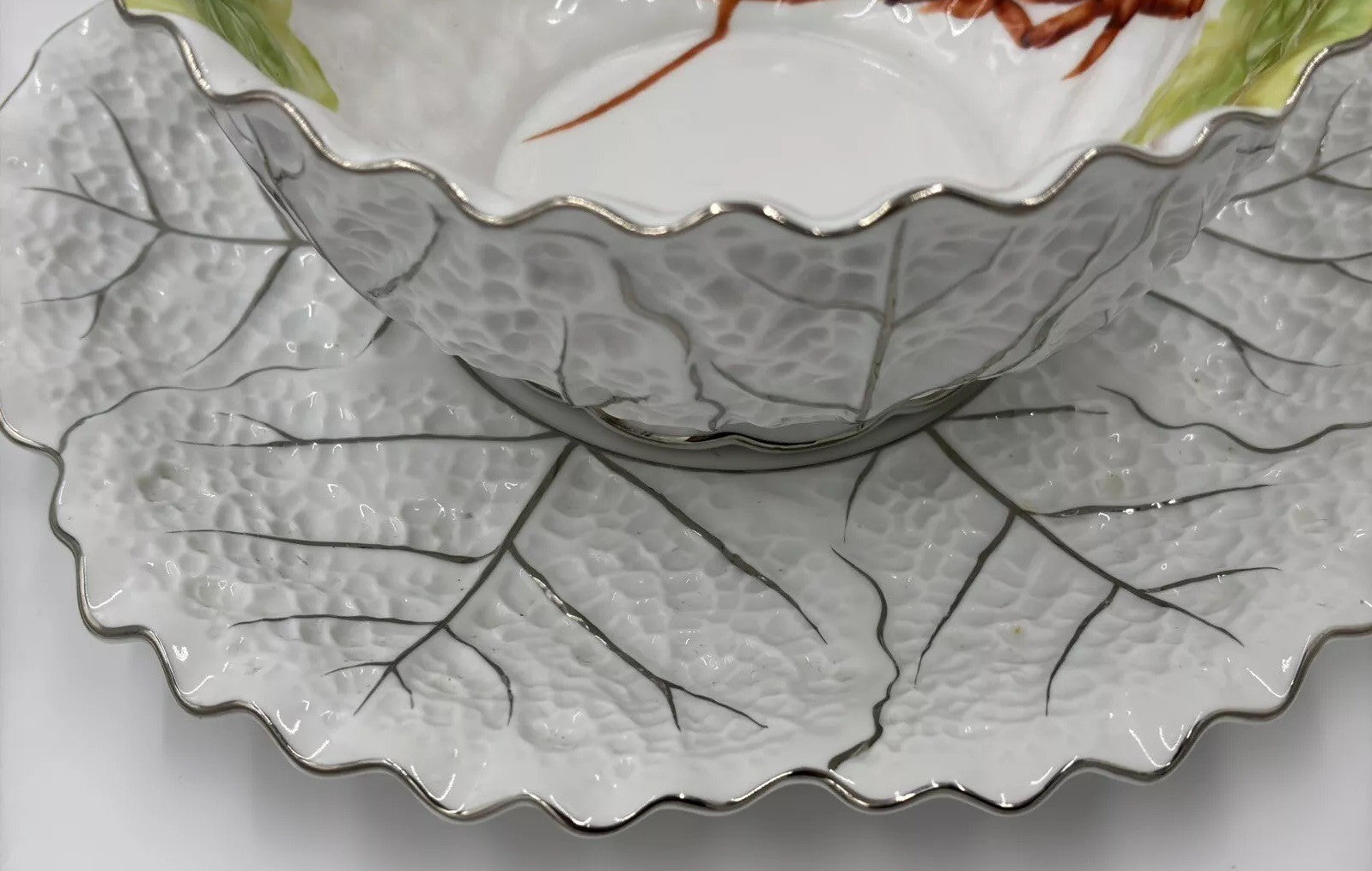 Rare Noritake Lobster Salad Bowl Set Vintage Japan Porcelain Serving Dish