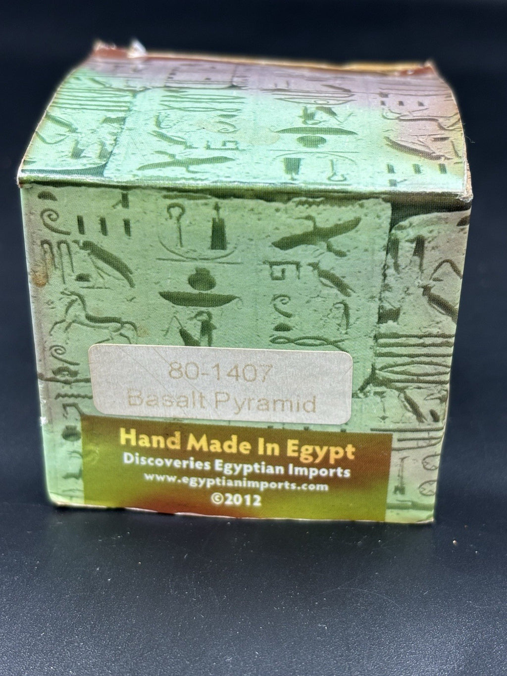 Egyptian Basalt Pyramid Hieroglyph Carved Stone Souvenir Handmade Egypt