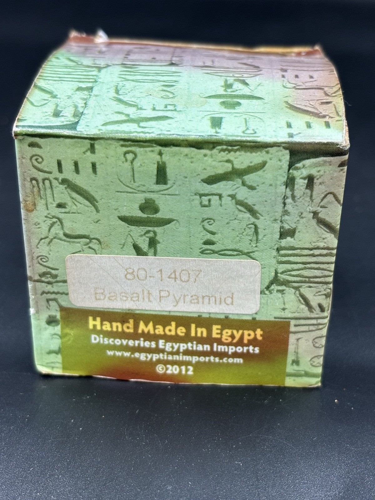 Egyptian Basalt Pyramid Hieroglyph Carved Stone Souvenir Handmade Egypt