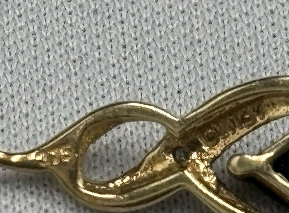 9ct Gold Sapphire Pendant with Diamond Accent Hallmarked 375 Infinity Swirl