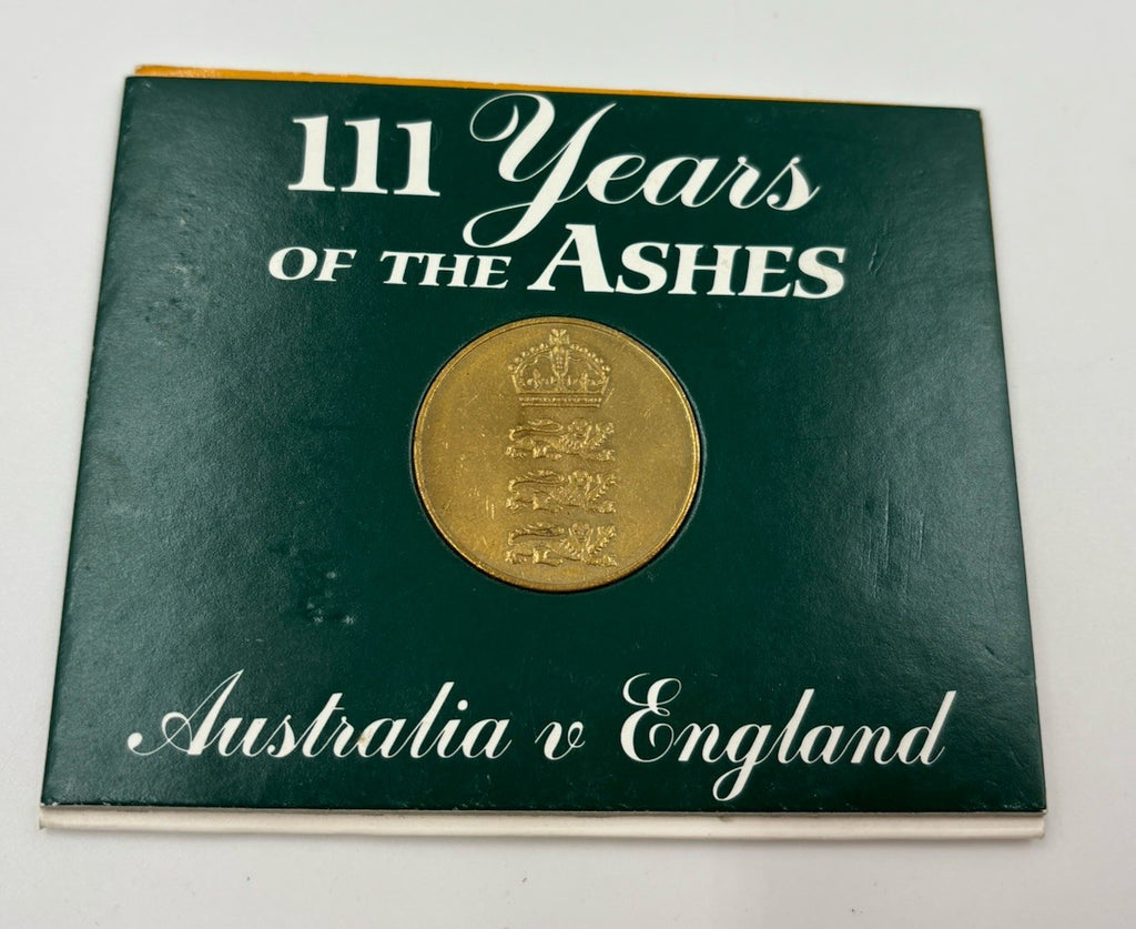 111 Years of the Ashes cricket medallion and booklet, Australia v England