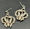 Vintage Sterling Silver Art Nouveau Style Floral Drop Earrings
