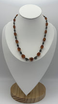 Vintage Baltic Amber Disc Bead Necklace with Oxidized Chain Choker Jewelry