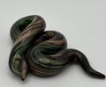 Murano Style Art Glass Snake Figurine Green Bronze Aventurine Swirl Collectible