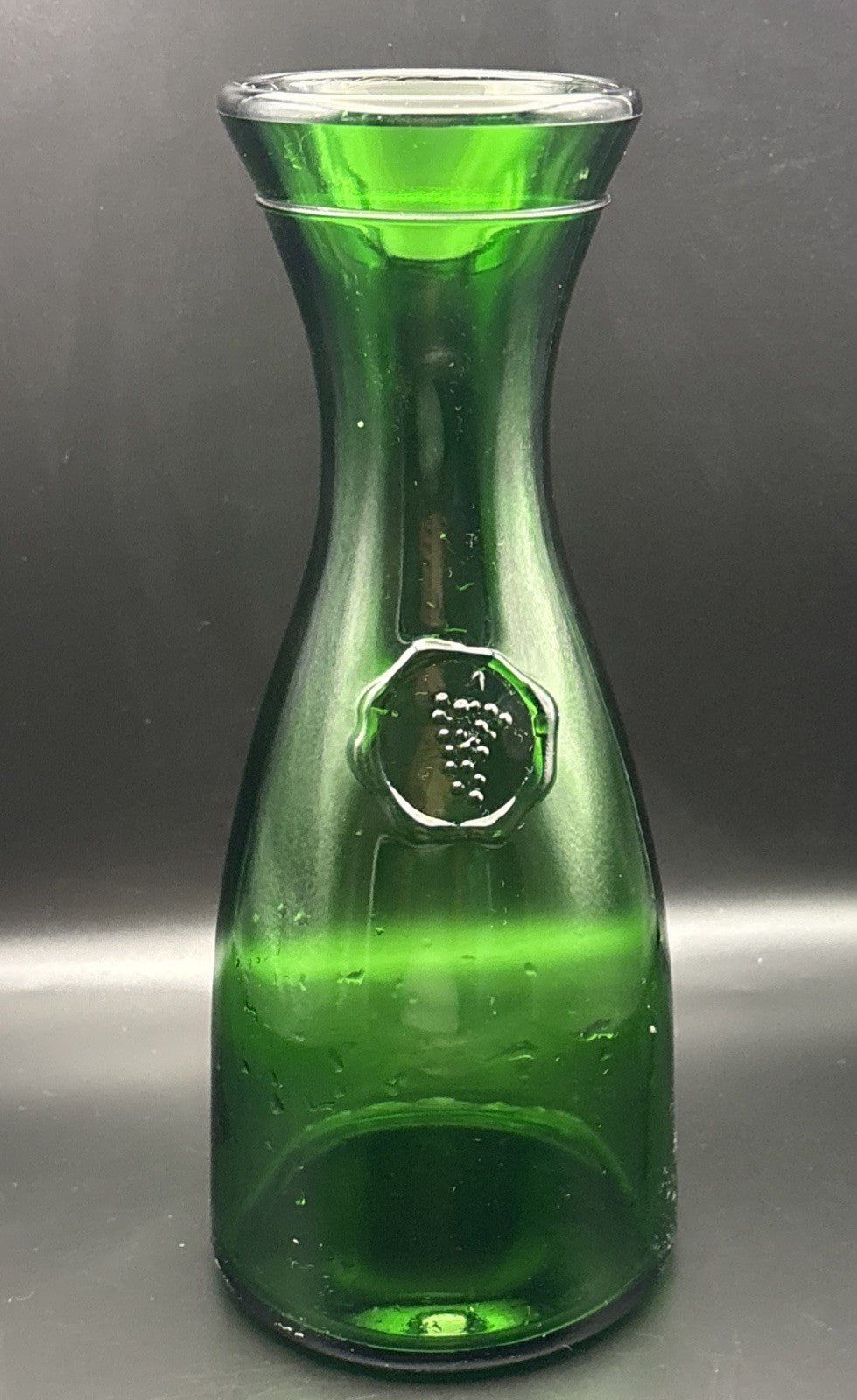 Vintage Italian Art Glass Vase Green Empoli Hand Blown Applied Prunt Mid Century