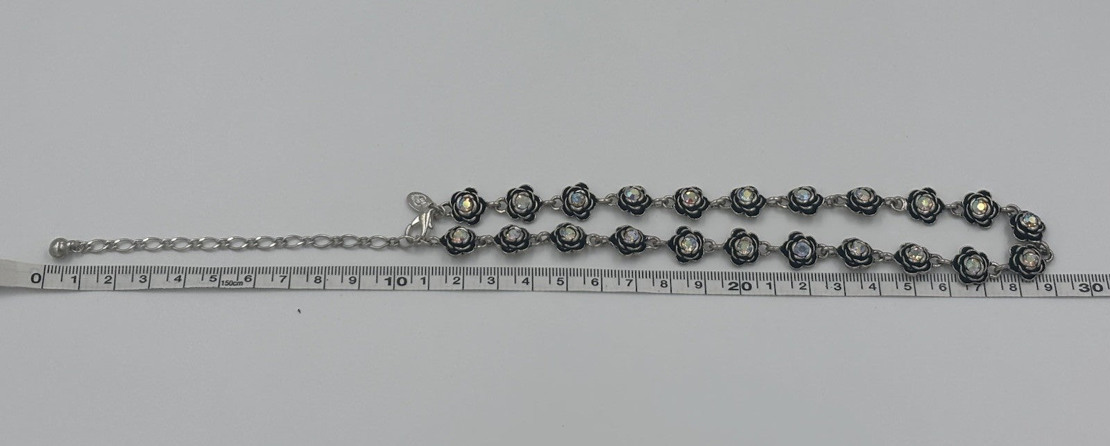 Premier Designs AB Rose Necklace Black Enamel Sparkle, Vintage Glam