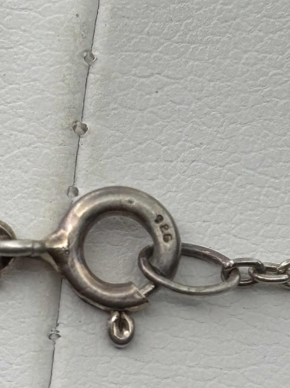 Sterling Silver 925 Peace Necklace Minimalist Script Pendant Chain