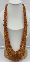 Natural Baltic Amber Necklace Double Strand Polished Cognac Nugget Beads Genuine