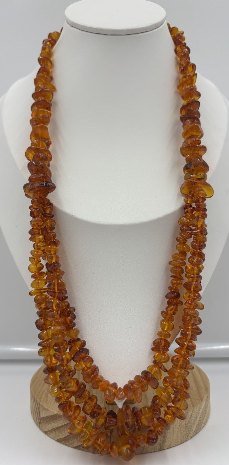 Natural Baltic Amber Necklace Double Strand Polished Cognac Nugget Beads Genuine