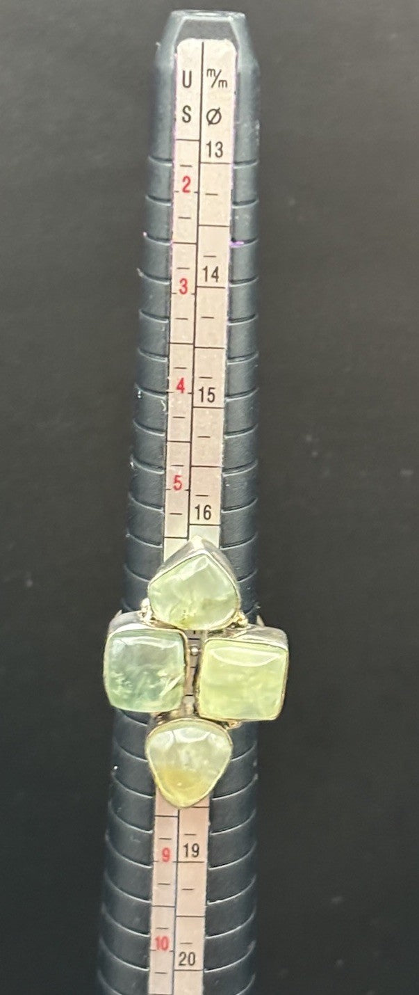 Vintage 925 Sterling Silver Prehnite Artisan Statement Ring