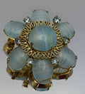 Vintage 1950s Vintage AUSTRIA Moonglow Glass Flower Brooch Signed