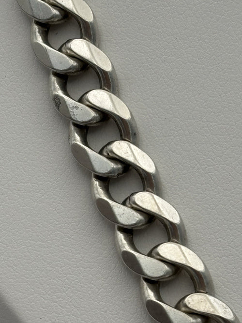 Vintage Italian Sterling Silver Curb Chain 7.1mm Necklace 51g Heavy 925 Italy