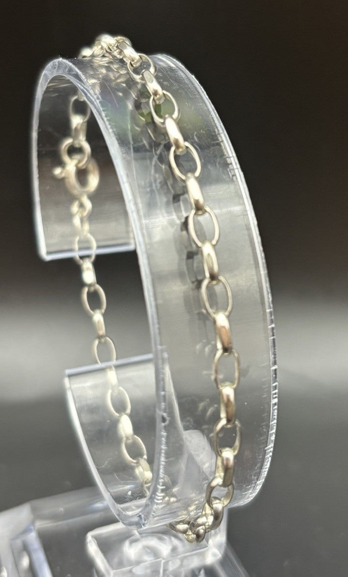 Vintage 925 Sterling Silver Oval Link Bracelet Italy 17cm
