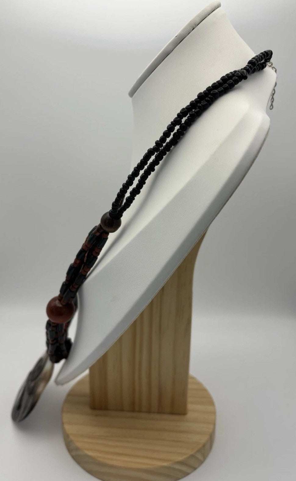 Tribal Skull Crossbones Shell Pendant Necklace Beaded Gothic Boho Jewelry