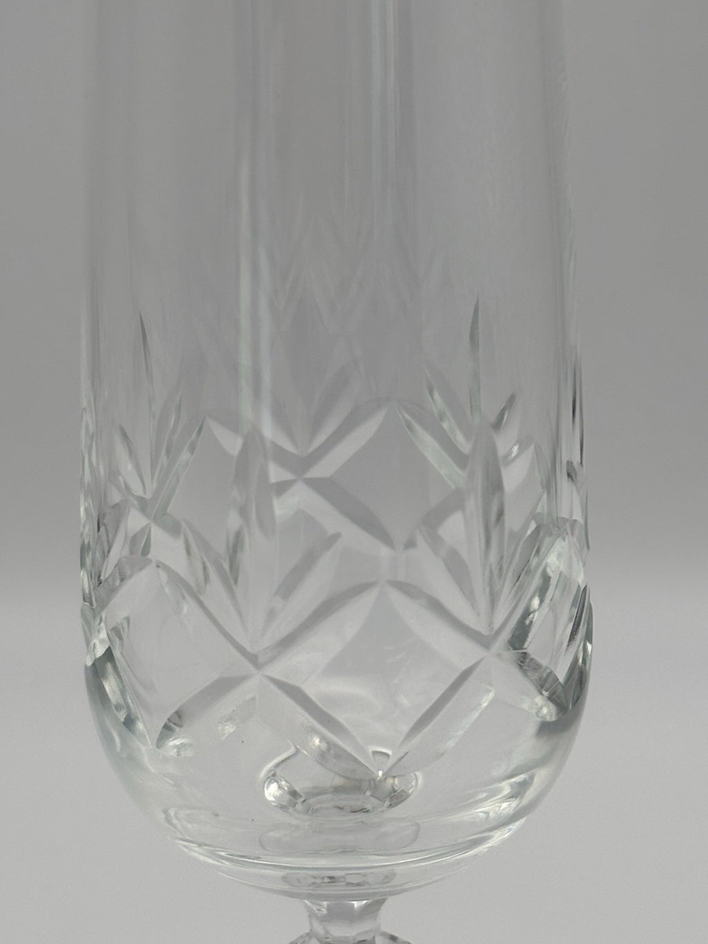 Vintage Cut Crystal Ball Stem Champagne Flutes Set of 3 Glassware
