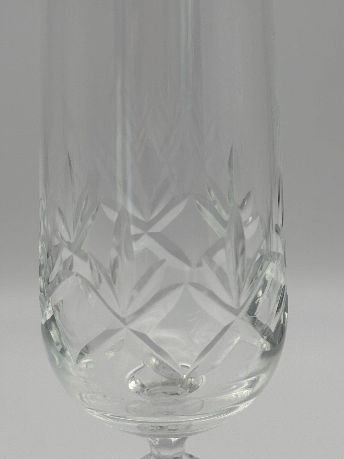 Vintage Cut Crystal Ball Stem Champagne Flutes Set of 3 Glassware